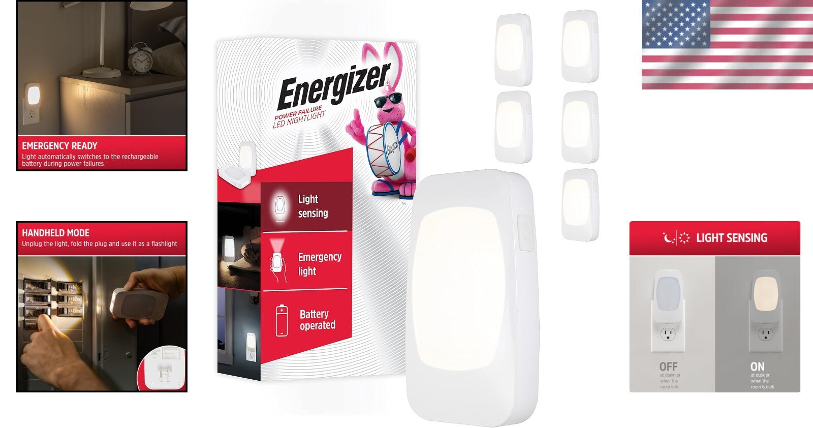 Versatile 4-in-1 LED Night Light Set - Plug-in, Rechargeable, Emergency Ready