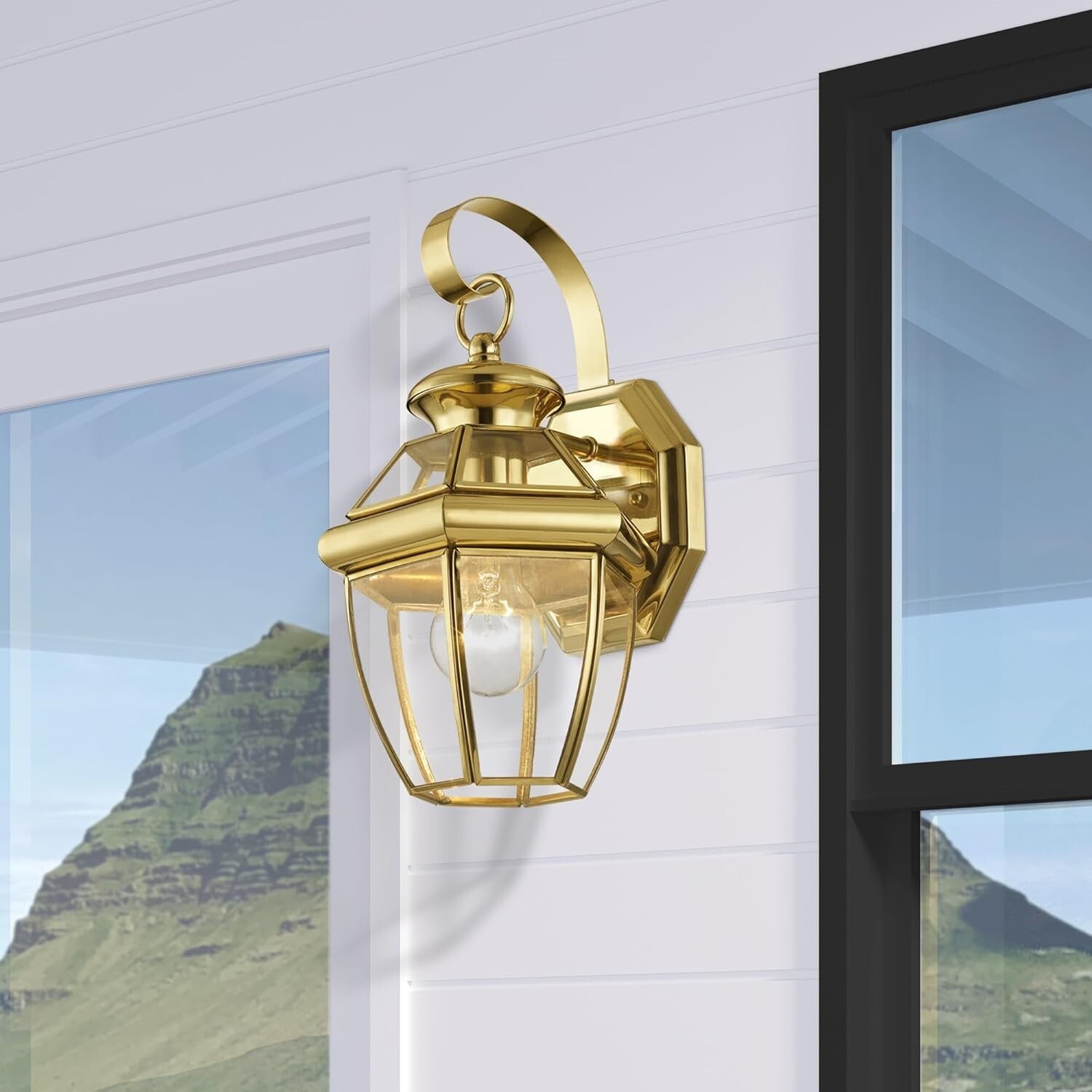 Handcrafted Solid Brass Wall Sconce with Clear Glass Shade for Outdoor Elegance