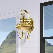Load image into Gallery viewer, Handcrafted Solid Brass Wall Sconce with Clear Glass Shade for Outdoor Elegance