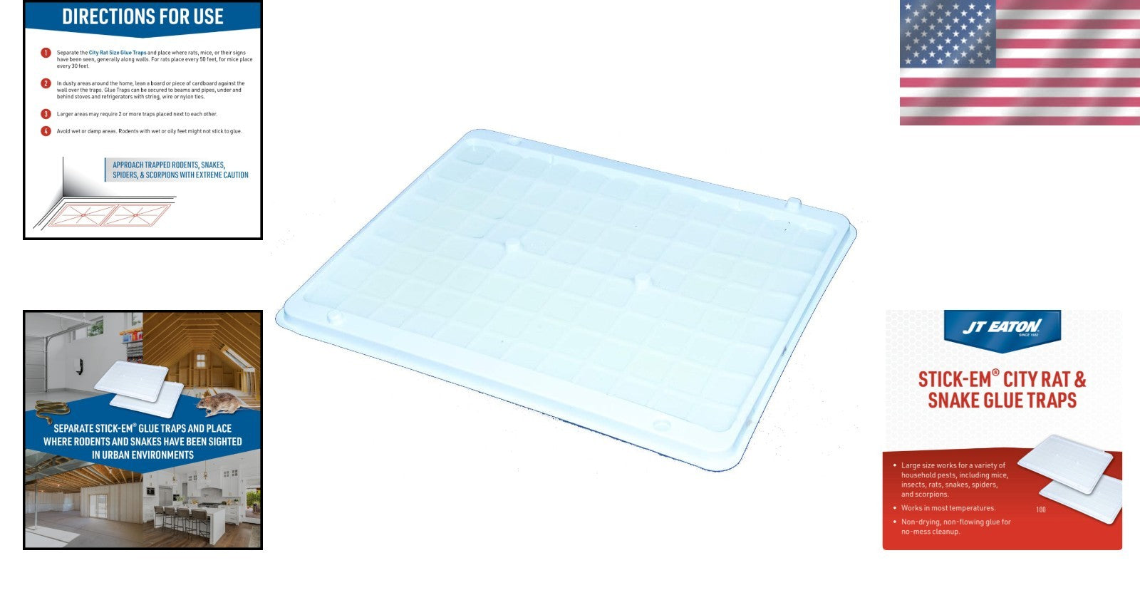 Extra-Large No-Mess Glue Traps for Rats, Mice, & Snakes - Cold Weather Ready