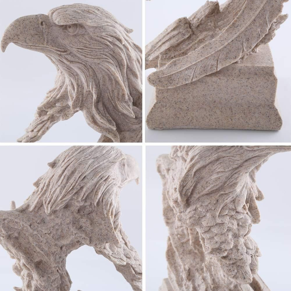 Sandstone Bald Eagle Statue - Intricately Detailed Home Decoration Gift