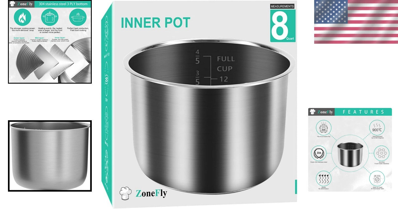 Effortless Cooking with 8Qt Replacement Inner Pot for Power Pressure Cooker XL