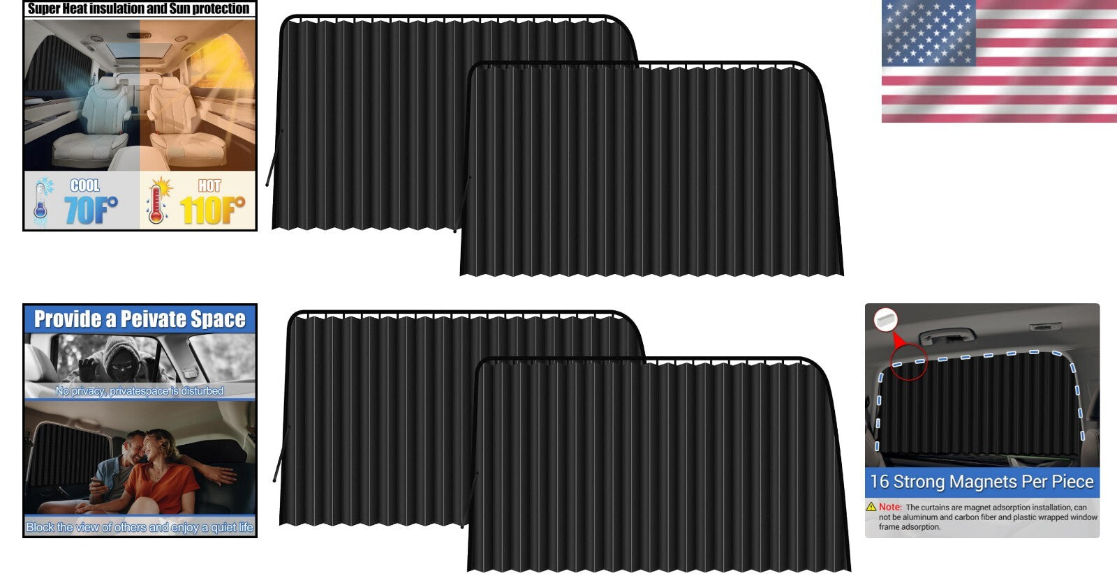 Adjustable Magnetic Side Window Sun Shades - 99% UV Block for Cars & SUVs