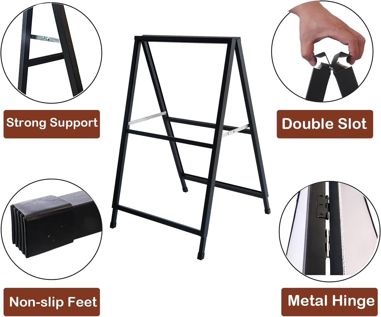 Durable Black A Frame Sandwich Board with Anti-Glare Covers for Outdoor Business