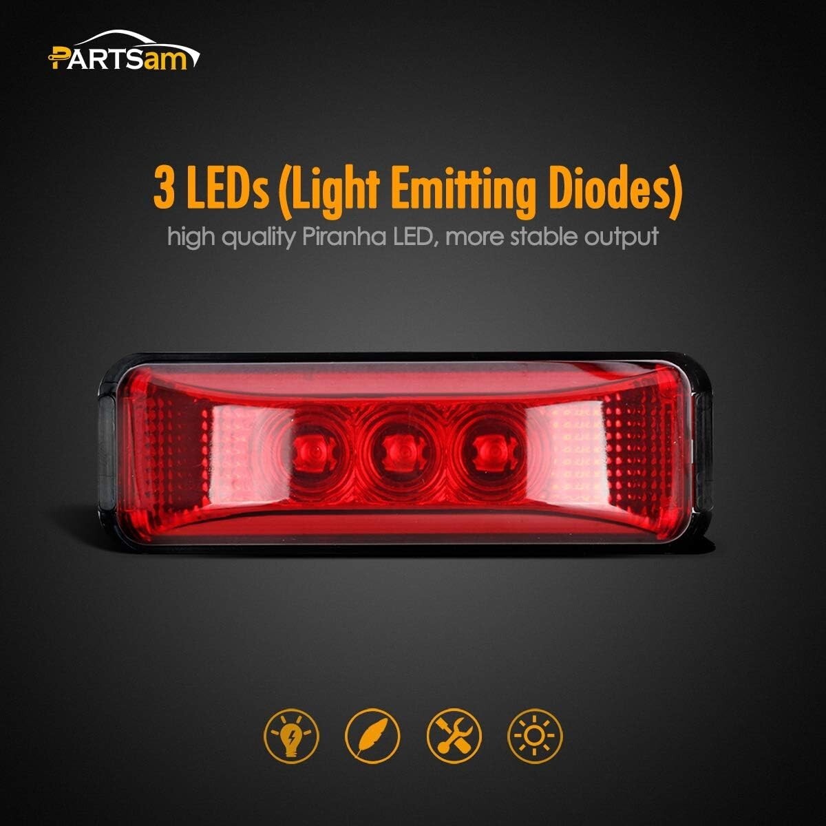 Enhance Safety with 10 Waterproof LED Clearance Lights - 3.9 Inch Red
