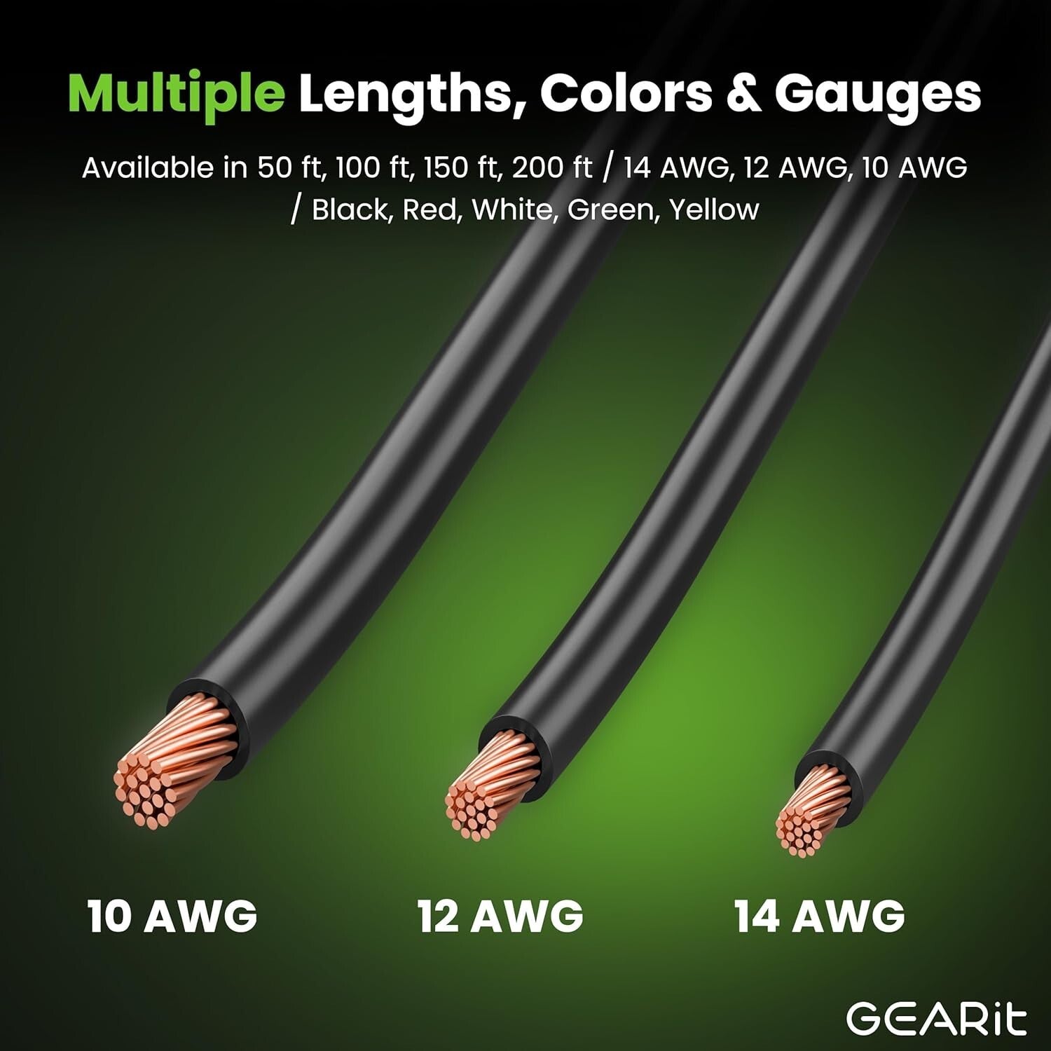 10 AWG Stranded THHN Wire - 200ft Black Copper, UL Listed & RoHS Compliant
