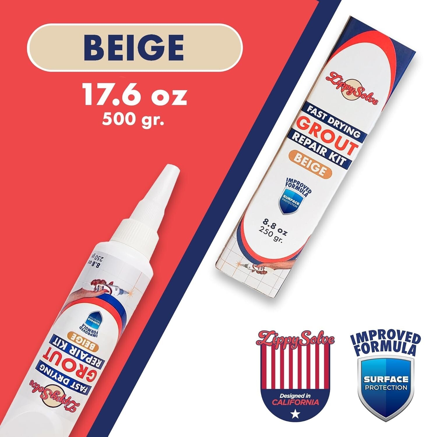 Fast-Drying Beige Grout Repair Kit with Spatula for Effortless Tile Restoration