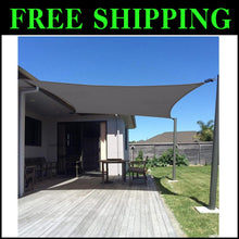 Load image into Gallery viewer, 10' X 20' Charcoal Sun Shade Sail - High Density UV Protection for Patio &amp; Deck