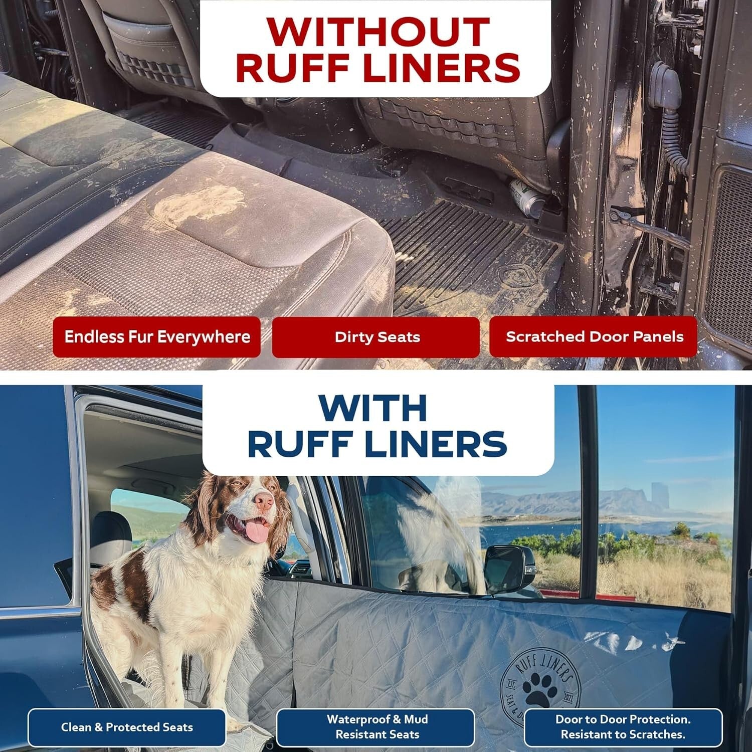 Gray Waterproof Dog Hammock for Car Back Seat – Medium Size for SUV & Trucks