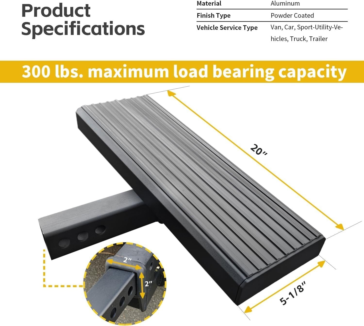 Durable 20" Hitch Step for SUVs - Non-Slip Bumper Guard & Easy Installation