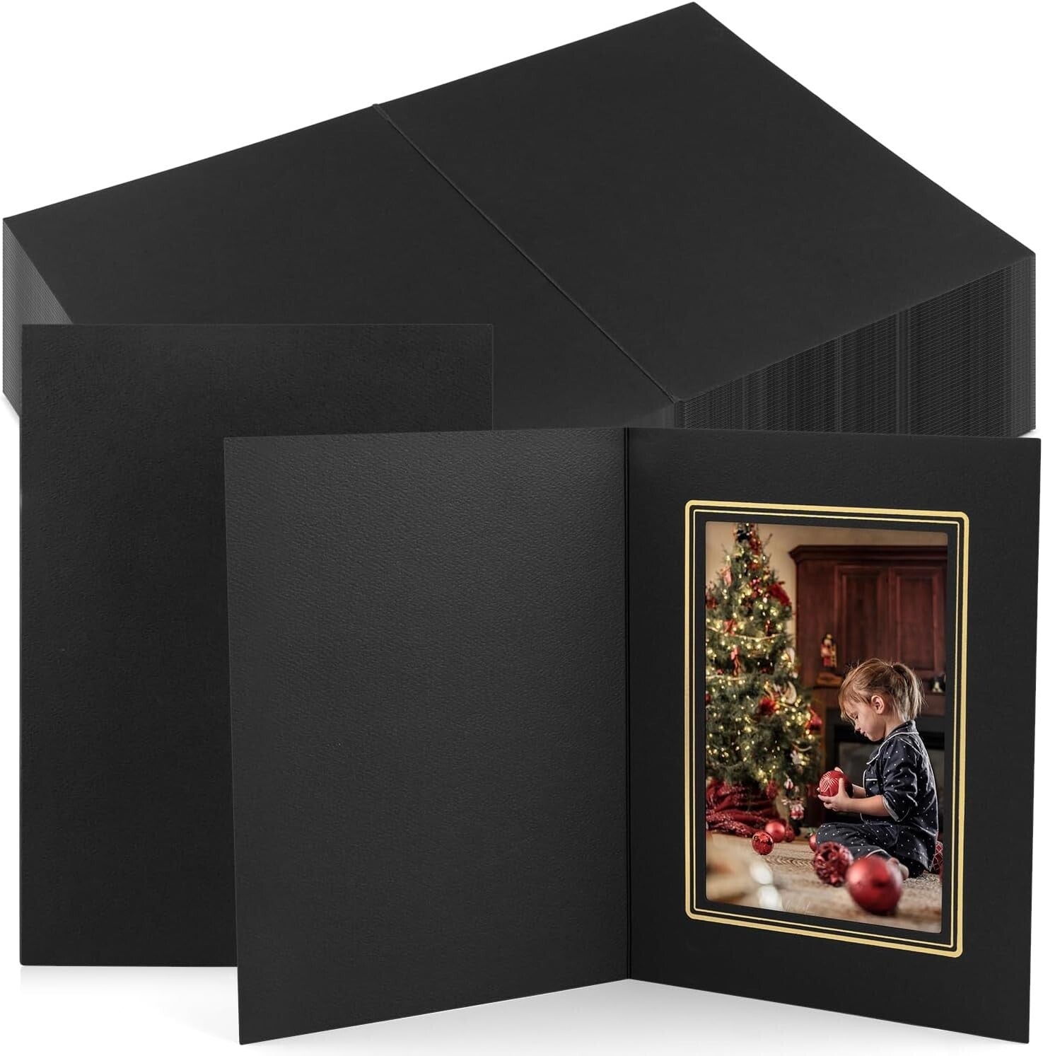 Versatile Black 4x6 Photo Folders with Gold Lining - 100 Pack for Celebrations