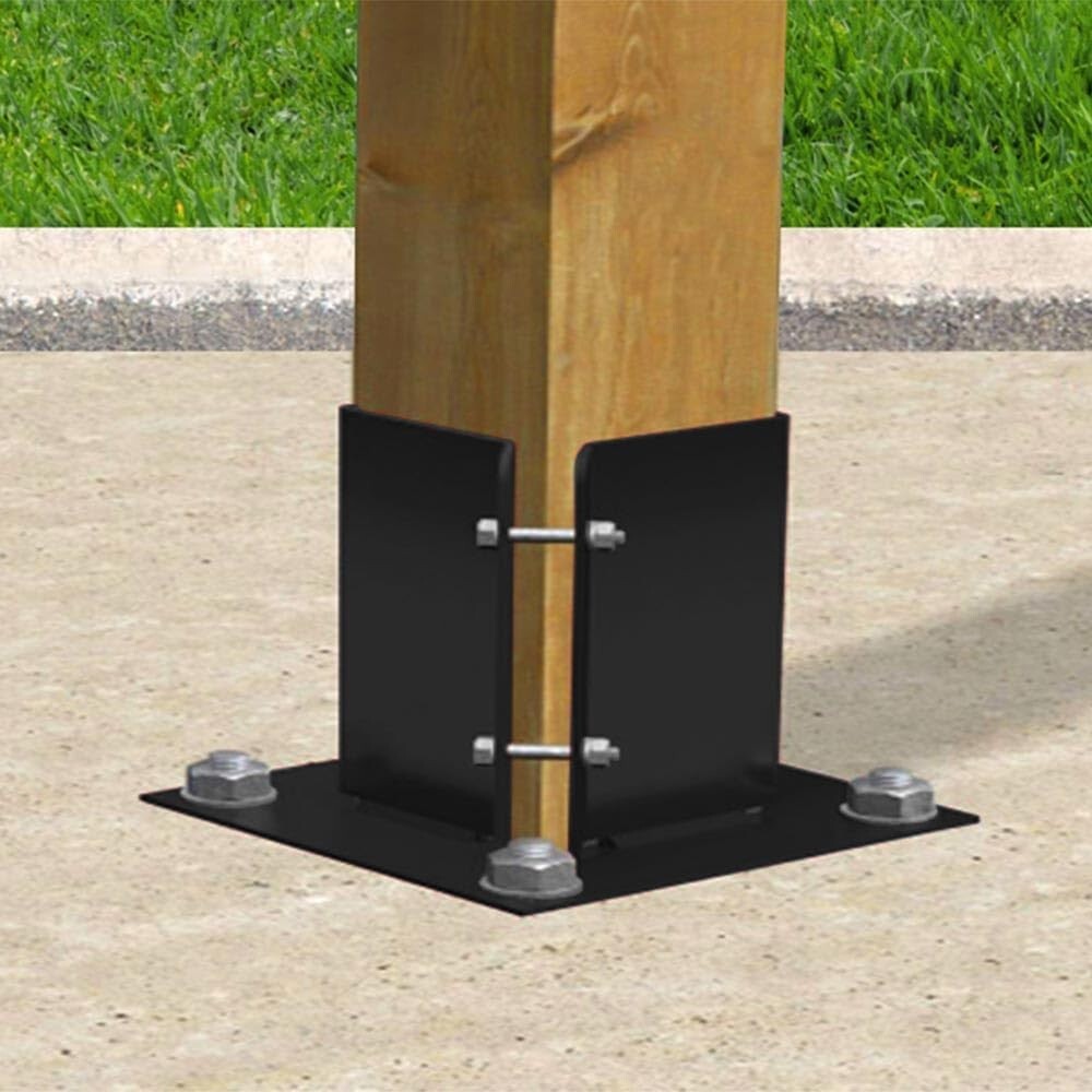 Durable Metal Deck Post Base for 5.5x5.5 Wooden Columns - Black Powder-Coated