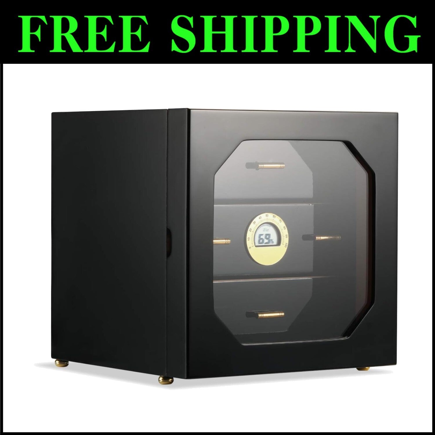 Luxury Cigar Storage Cabinet with Digital Hygrometer - Preserve Your Collection
