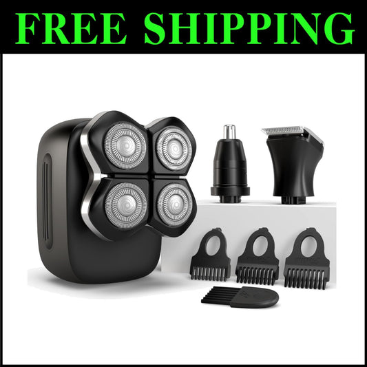 Rechargeable Waterproof Shaver with Rotary Blades - Precision Grooming Tool