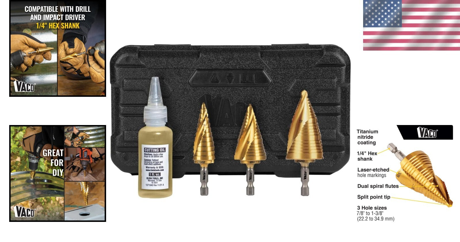 Efficient 3-Step Drill Bit Kit with Lubrication Oil for Optimal Performance