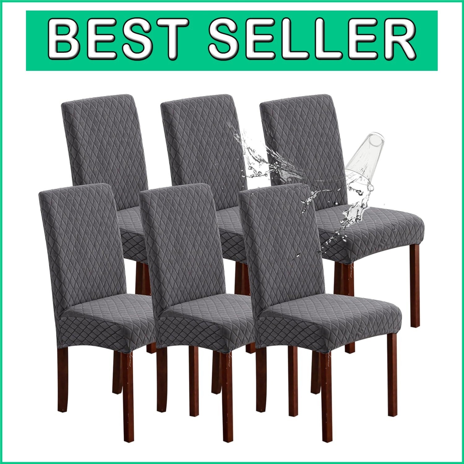 Fashionable Dining Chair Protectors - Waterproof and Washable, Argyle-Dark Gray