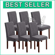 Load image into Gallery viewer, Fashionable Dining Chair Protectors - Waterproof and Washable, Argyle-Dark Gray