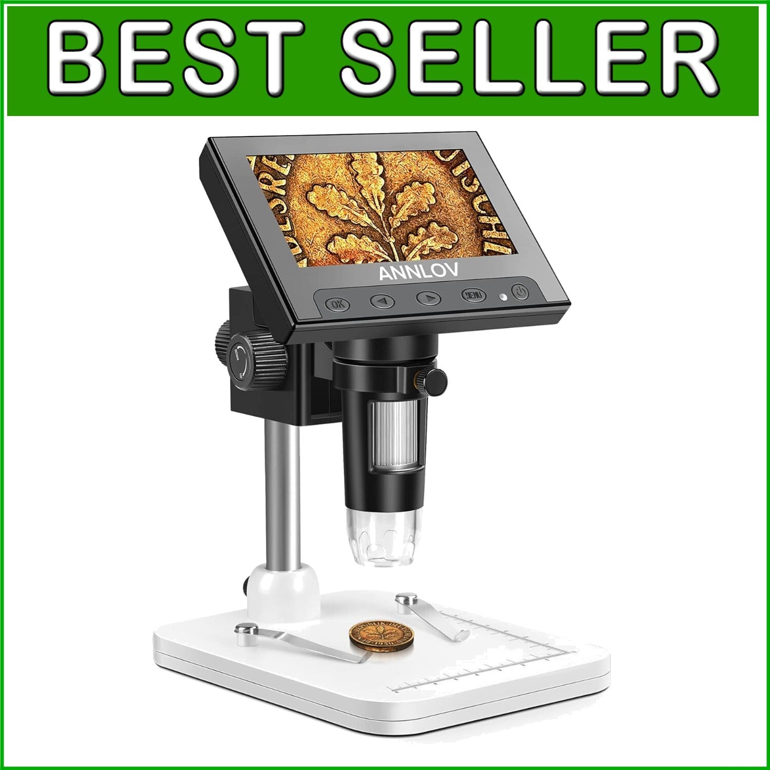 4.3-Inch LCD Digital Microscope with 50X-1000X Magnification for Coins and Pl...