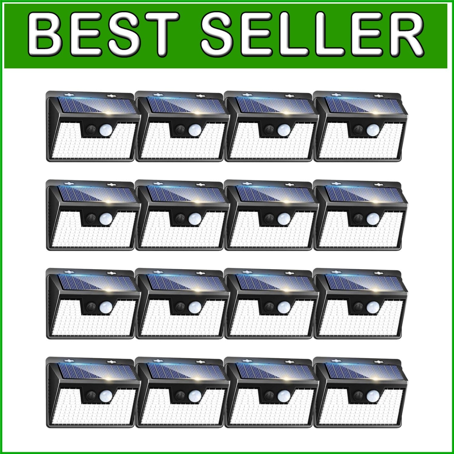 16 Pack Solar Powered Motion Sensor Lights, 140 LEDs - IP65 Waterproof Security