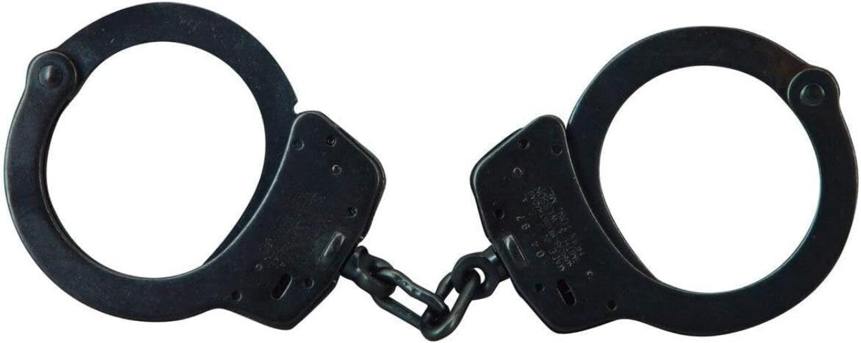 S&W Blue Carbon Steel Handcuffs with Double Lock and Two Keys - Modern Design