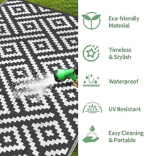 Load image into Gallery viewer, Black &amp; White Geometric 5x8 Outdoor Area Rug - Durable Waterproof Solution