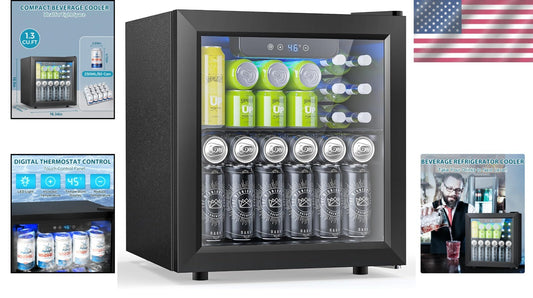 50 Can Mini Beverage Refrigerator with Digital Control - Compact Stylish Cooler