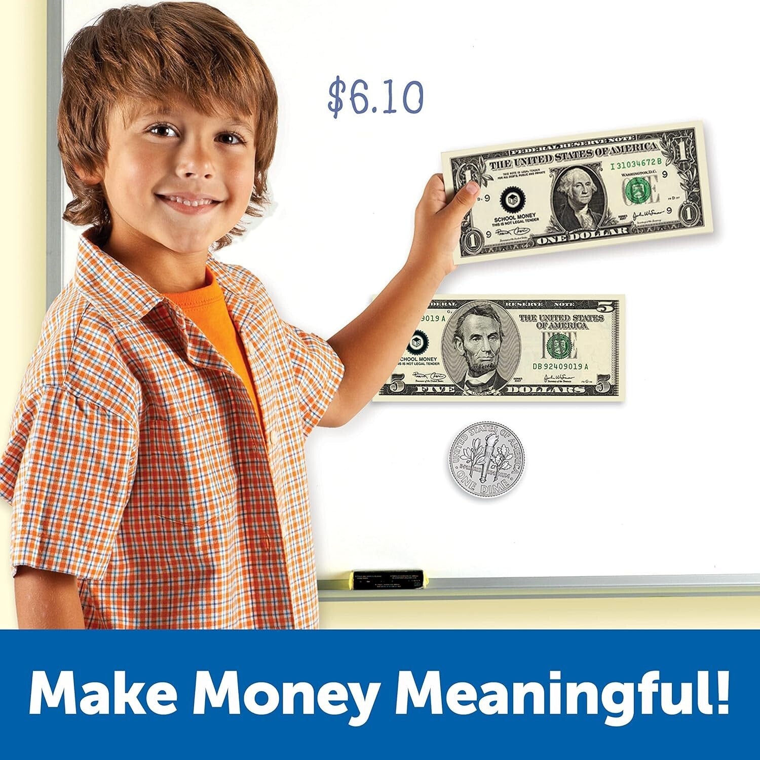 Classroom Essential - Double-Sided Magnetic Money for Teaching Kids Ages 5+