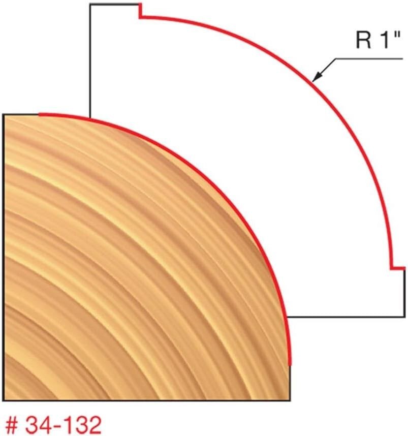 Durable 1" Radius Rounding Over Bit with Quadra-Cut Technology for Woodworking