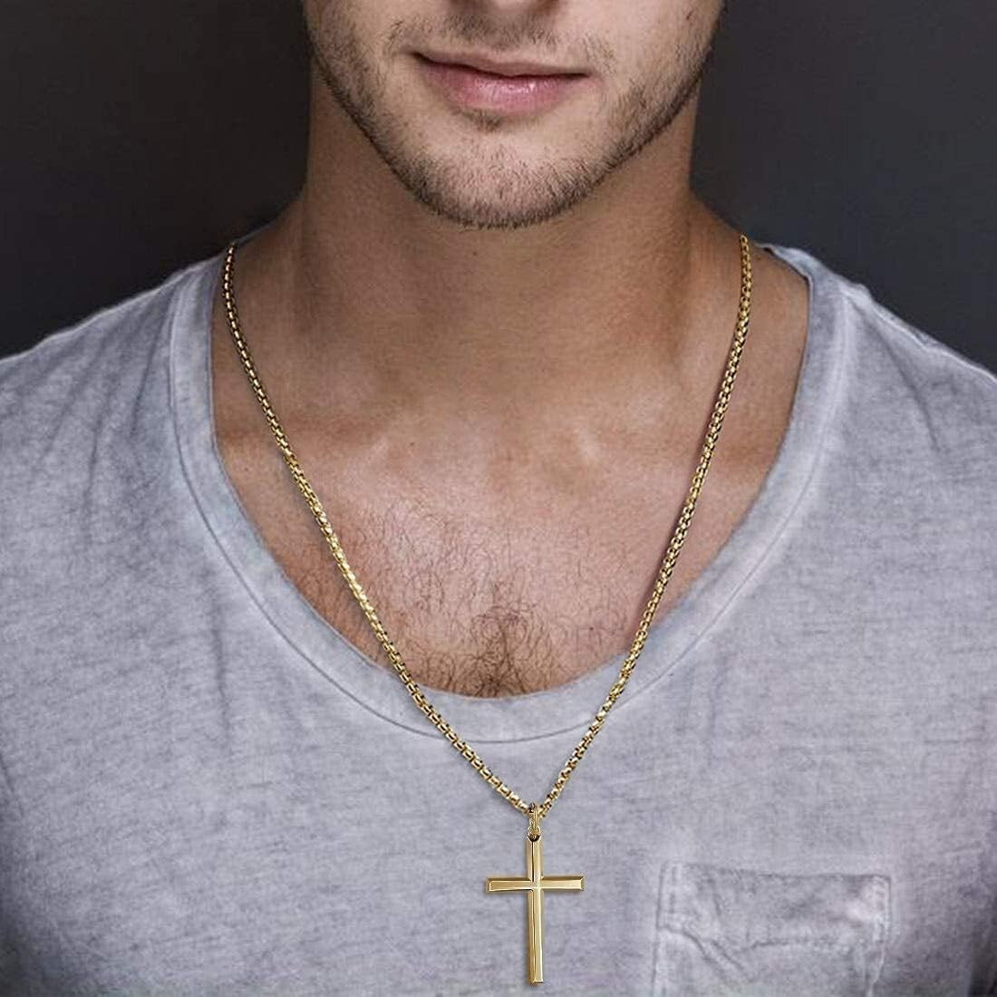 Durable Sterling Silver Cross Pendant Necklace for Faithful Men - Gift Ready