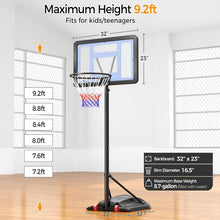 Load image into Gallery viewer, Durable Metal Portable Basketball Goal - Ideal for Kids &amp; Teens, 32” Backboard