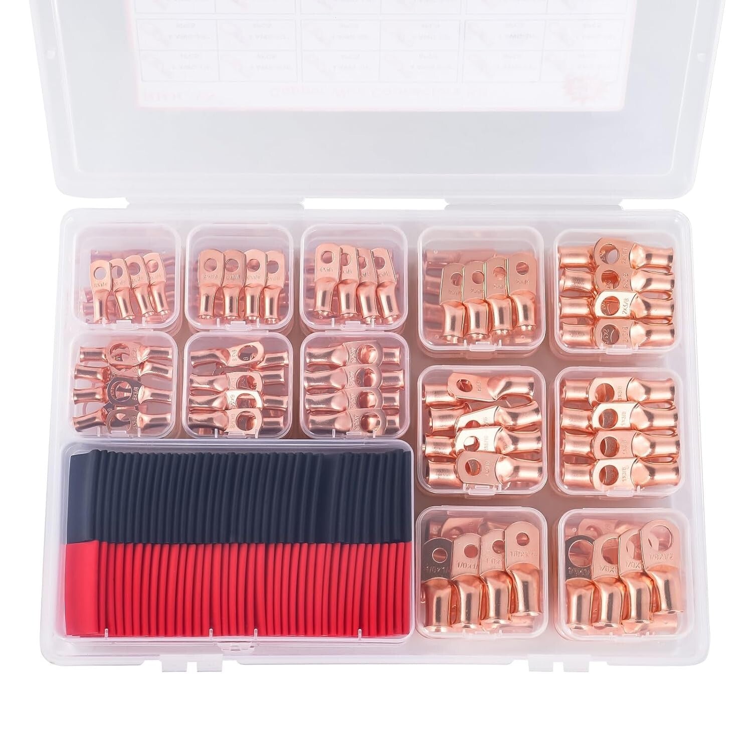 Premium 296PCS Wire Lug Connectors with Heat Shrink Tubing - Heavy Duty Copper
