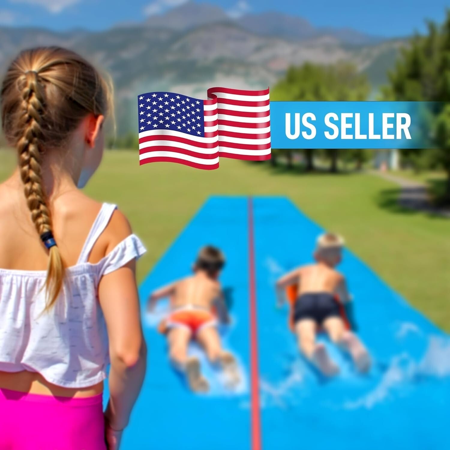 Extra Wide Slip and Slide: 30FT Water Slide with Sprinkler Effect & Bodyboards