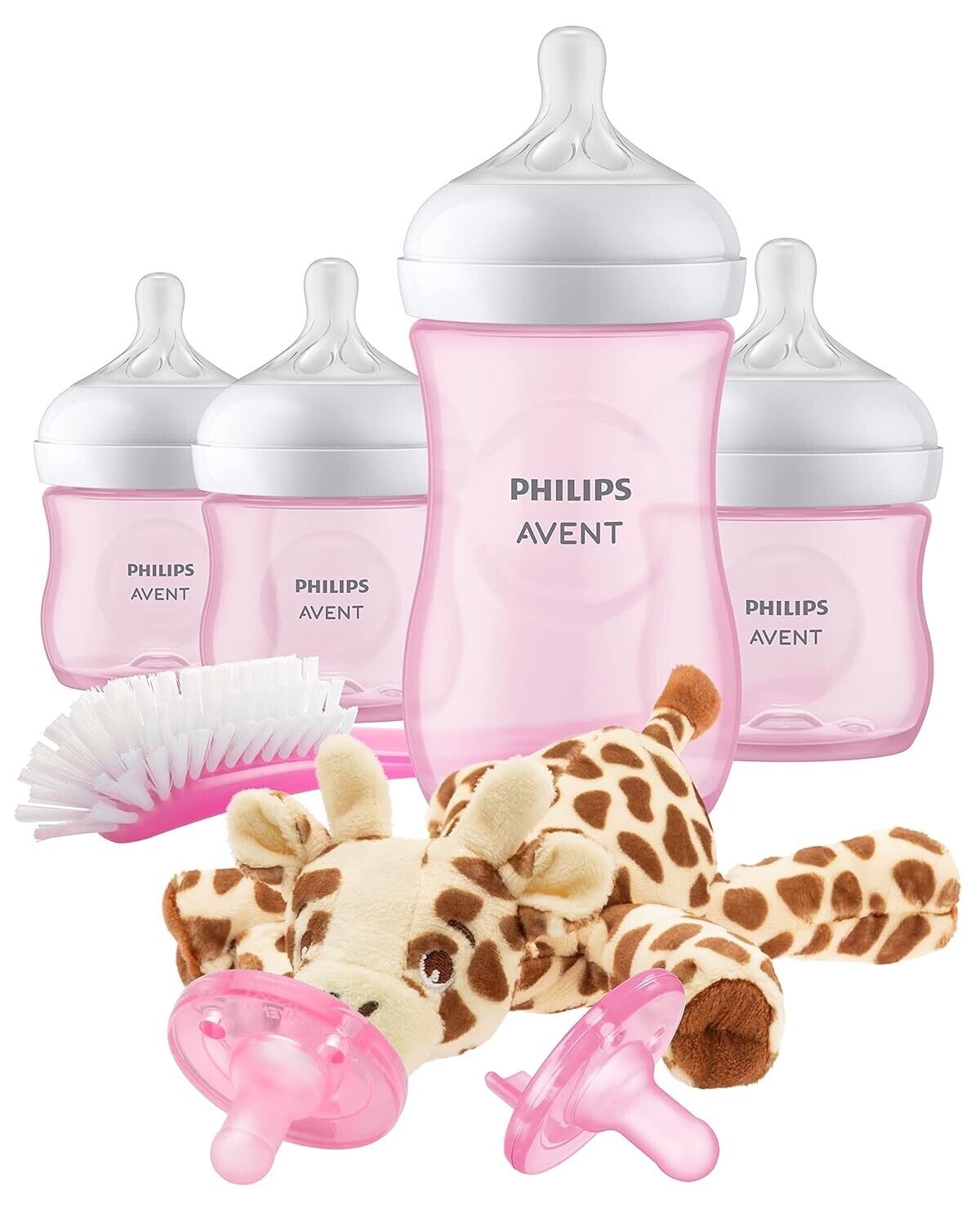 Complete Pink Baby Gift Set - Philips Natural Bottles with Flow 2 & 3 Nipples