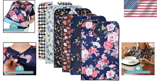 Comfy 6-Pack Adult Bib Clothing Protectors with Hook & Loop Closure