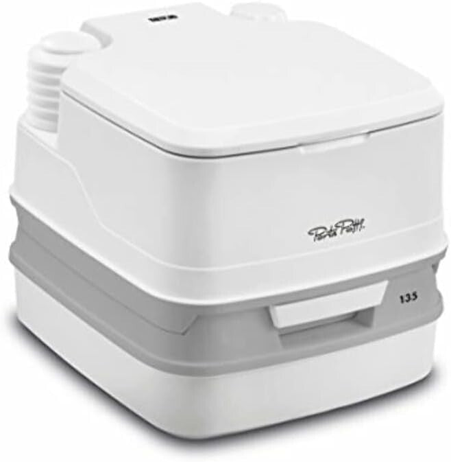 Elegant White 135 Floor-Mounted Portable Toilet – Ideal for RVs, Boats, and Vans