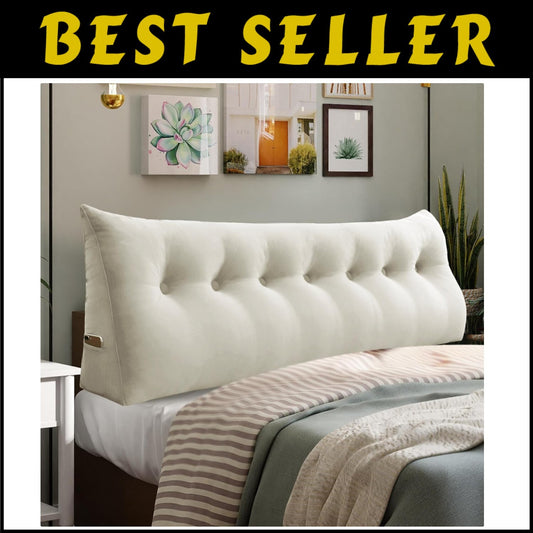 Large 76-Inch King Wedge Pillow for Reading & Relaxation - Soft Velvet Design