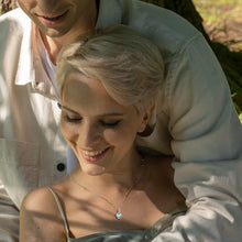 Load image into Gallery viewer, March Birthstone Necklace - 14K White Gold Aquamarine Heart with Diamond Pendant