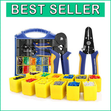 Load image into Gallery viewer, Professional Ferrule Crimping Tools with Adjustable Ratchet &amp; 2500 Wire Ends