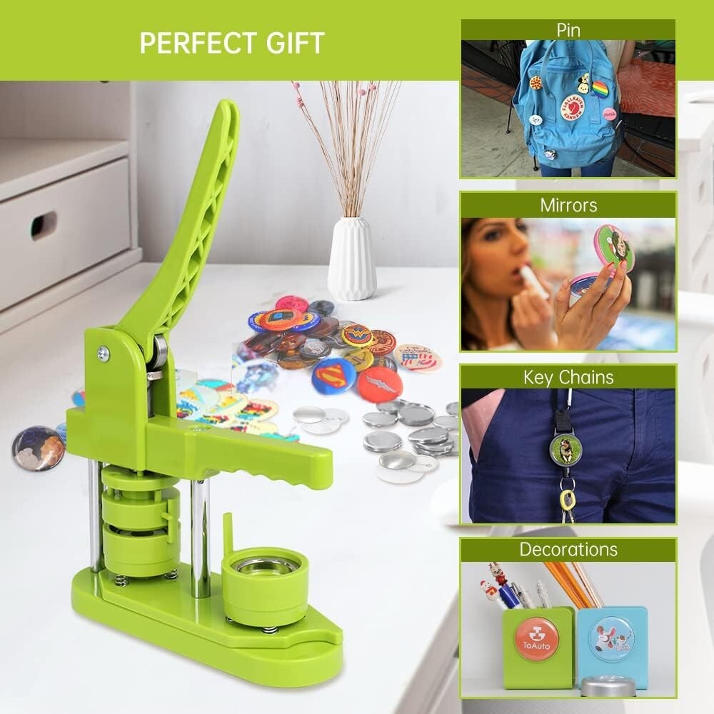DIY-Friendly Button Maker Machine - 300 Pieces/Hour with 405 Button Supplies