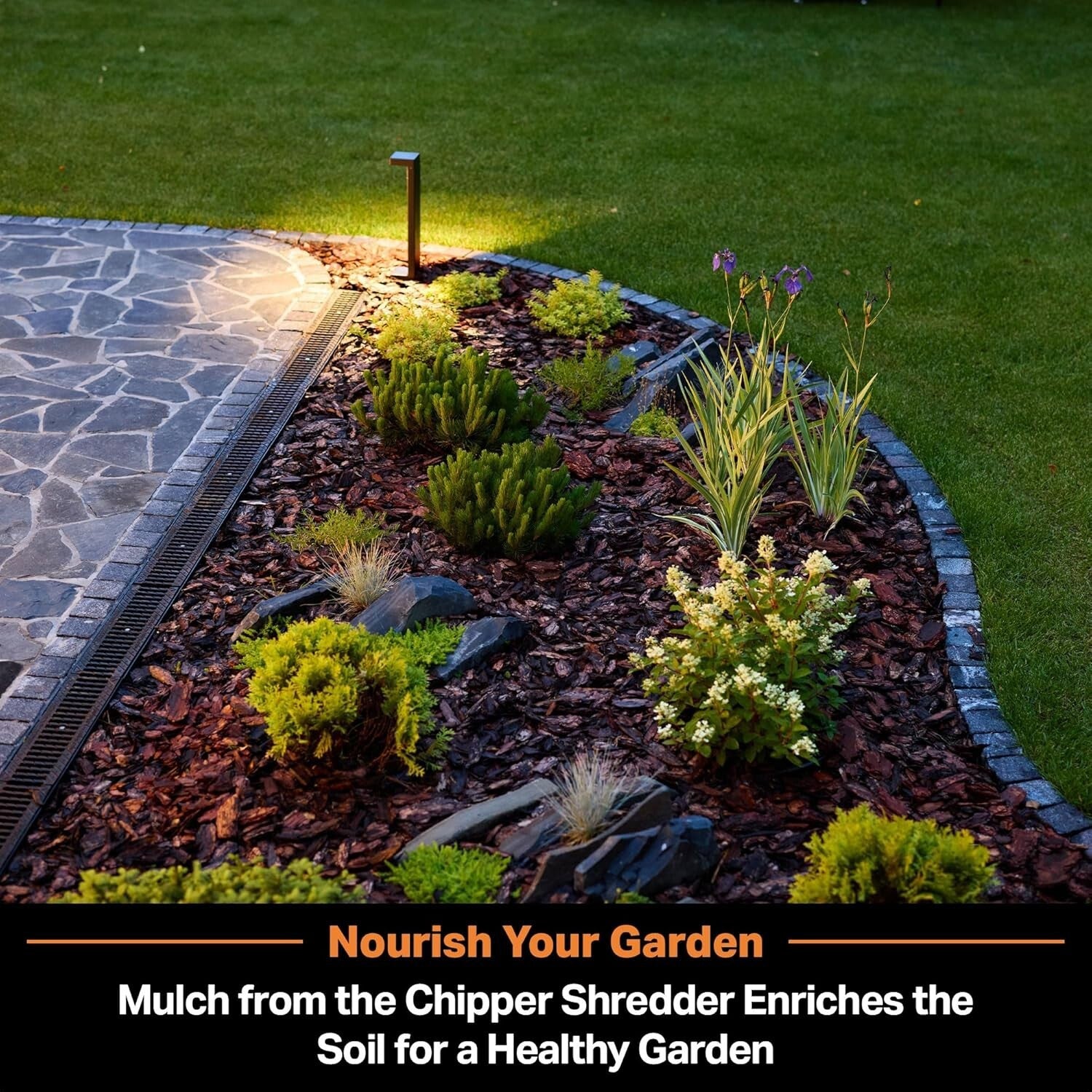 Lightweight 15-Amp Electric Shredder with 1.8'' Cutting Diameter for Yard Debris