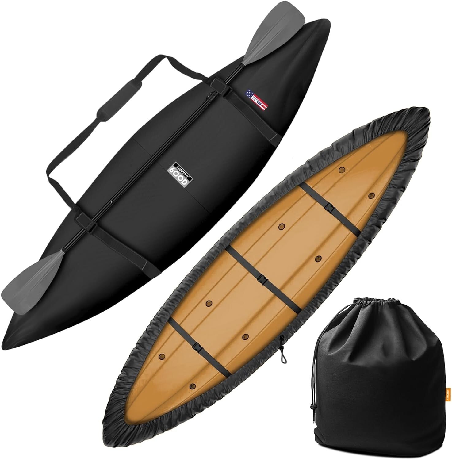 Durable 600D Waterproof Kayak Cover - Easy Carry Design for 10.8-12ft Kayaks