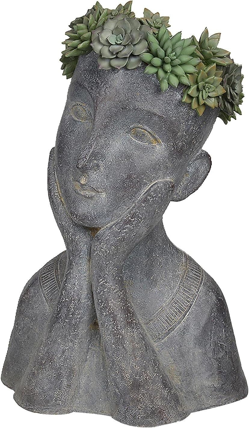 Creative Face Shaped Outdoor Planter with Drainage - Eye-catching Succulent Pot