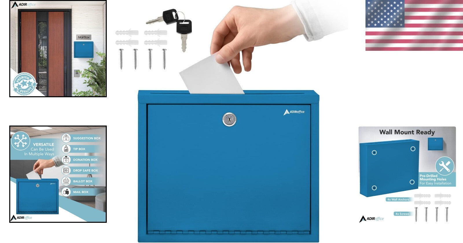Durable Secure Suggestion Box with Front Slot - Perfect Mailbox for Offices