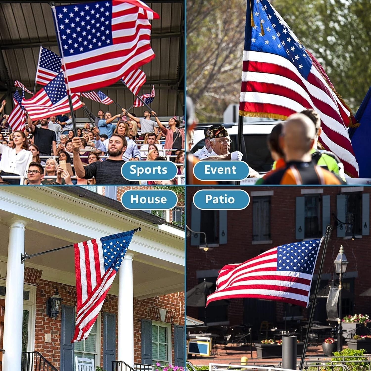 Durable Outdoor Flag Kit - 4x6 Embroidered Flag with 6ft Rust-Resistant Pole