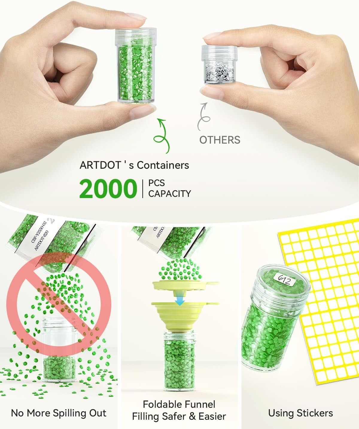 Elegant Green Diamond Painting Storage with 240 Jars - Zipper Closure for Safety