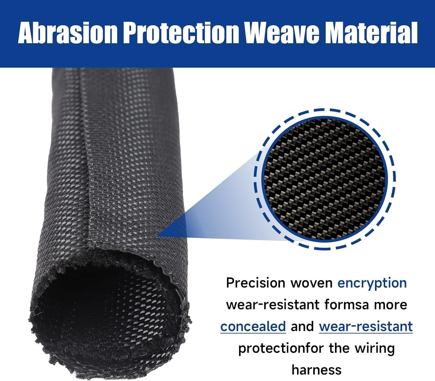 28ft Braided Split Sleeving - Black Cable Protector for Automotive & Audio-Video
