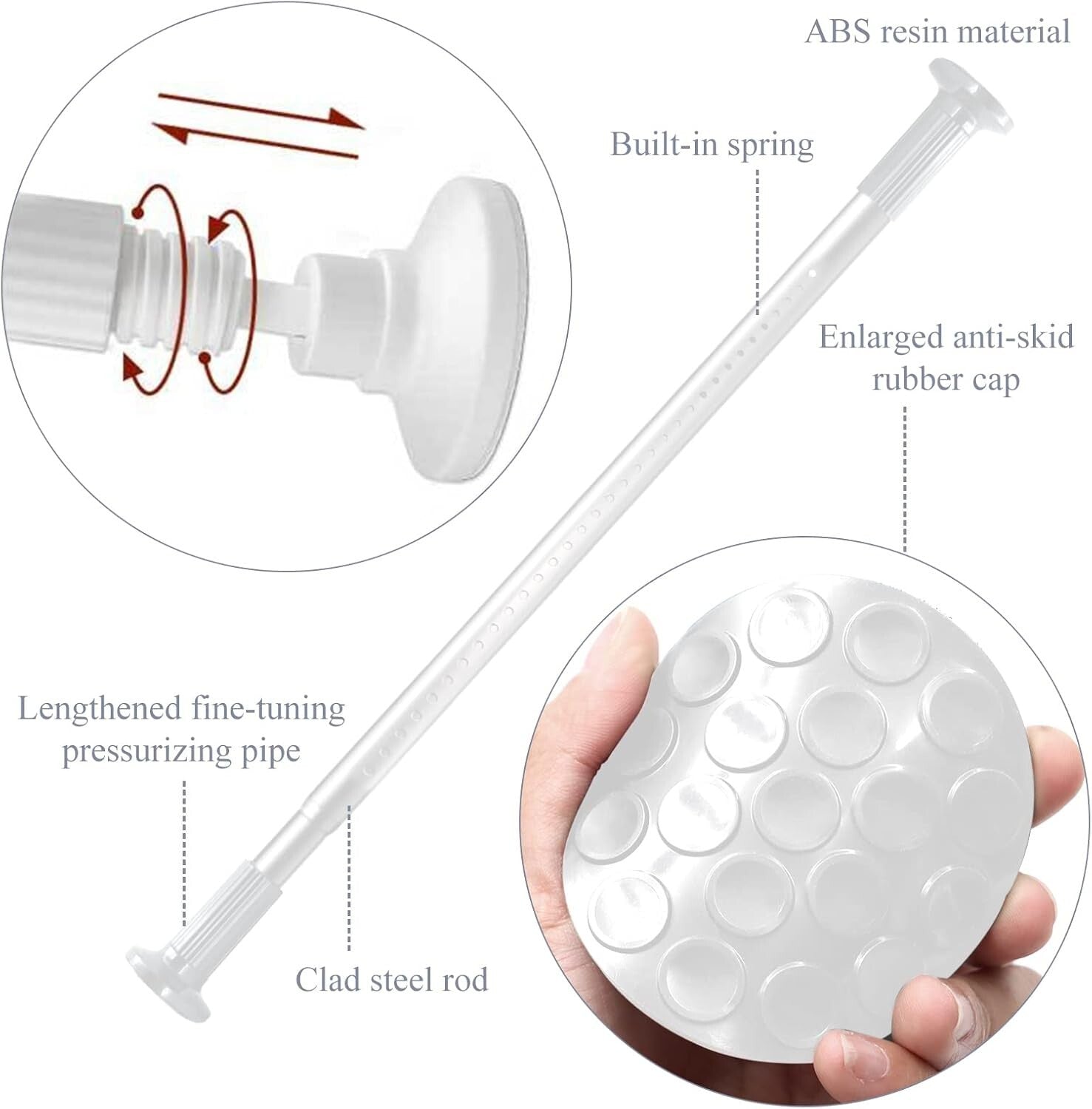 Eco-Friendly Adjustable Tension Rod 51-168 Inches - Versatile for Indoor/Outdoor
