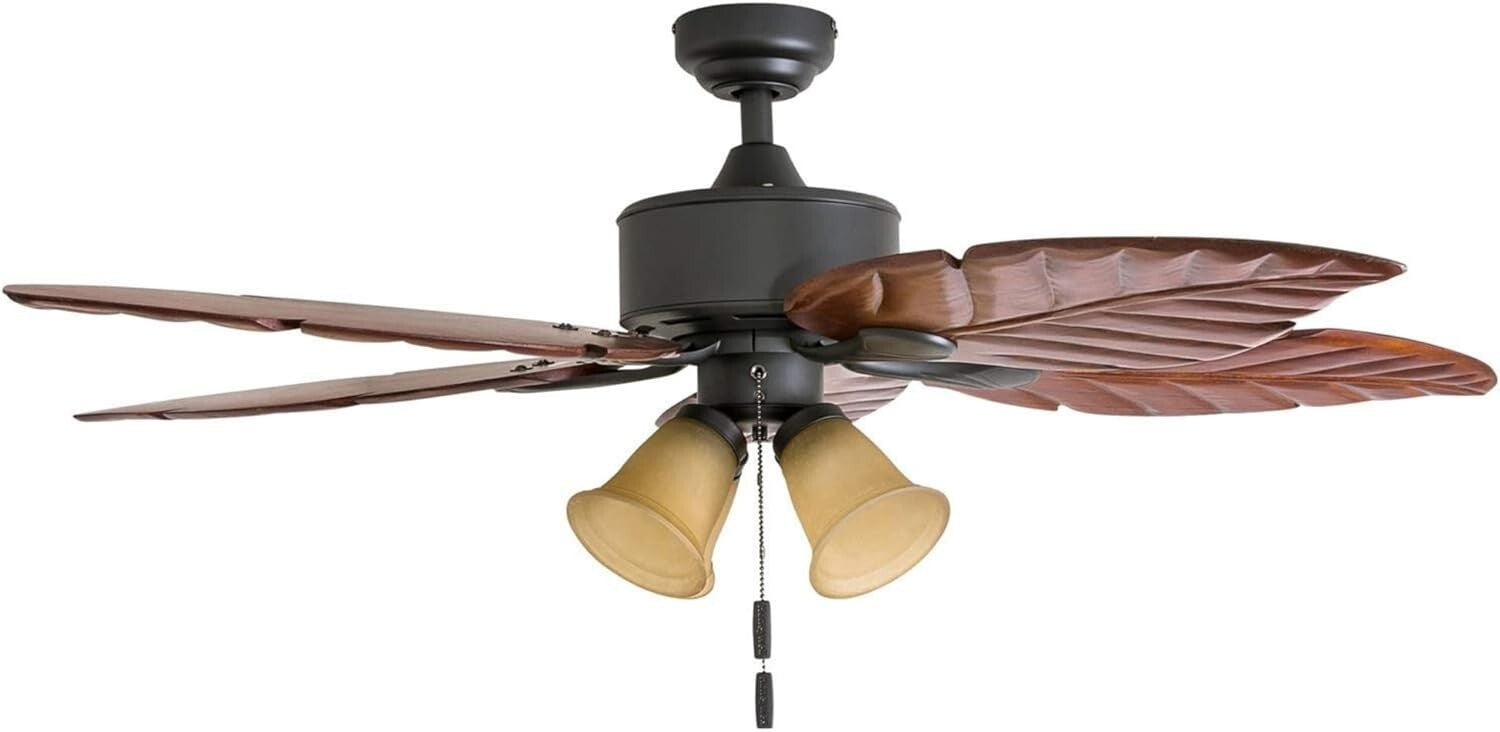 Elegant 52" LED Ceiling Fan with Wooden Blades & Remote Control - Bronze Finish