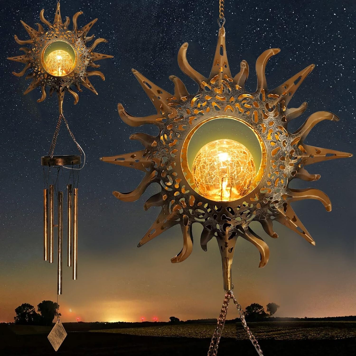 Durable Retro Solar Wind Chimes - Perfect Gift for Mom & Grandma, 11" Design