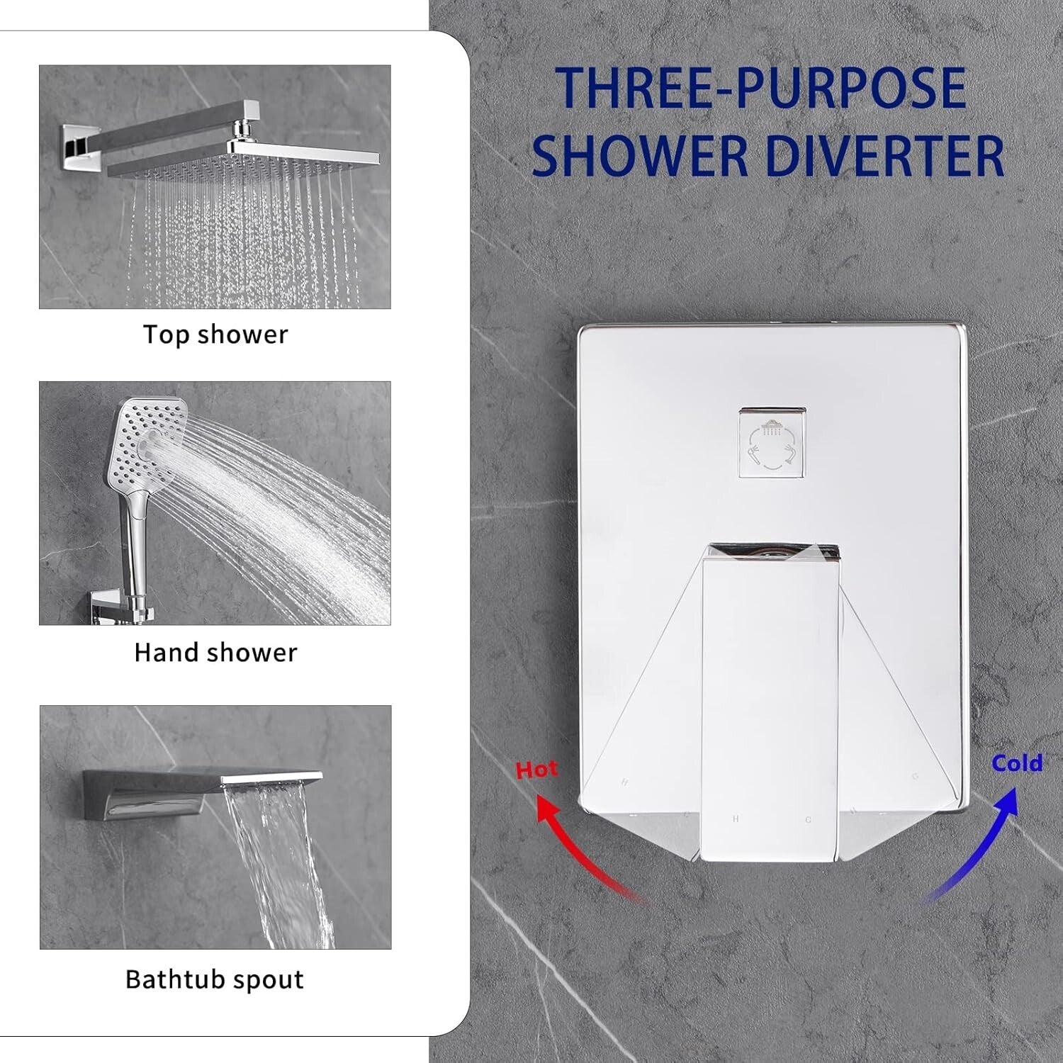 Elegant Wall-Mounted Tub Shower Faucet with High Flow & Self-Cleaning Feature